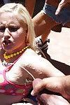 Blonde babe Summer Haze gives a blowjob and has sex with bukkake