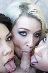Anikka Albrite and her friends receive cumshot while doing blowjobs