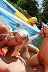 Busty teens Kenzi and Britney giving a blowjob and fucking outdoor