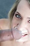 Blonde first timer deepthroats cock during bj for cum on pretty face