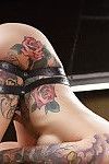 Tattooed fetish model Lily Lane taking hardcore nipple torture abuse