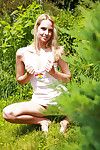 Close up masturbation from a beautiful teen babe Kyra in woods