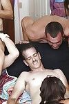 Lecherous gals have a wild groupsex with well-hung guys at the house party