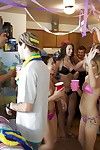 Lecherous gals have a wild groupsex with well-hung guys at the house party
