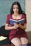 Hot asian teacher Mika Tan strips to stockings and spreads MILF pussy