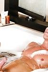 Barely legal cutie Riley Reid jerking off an older man in bathtub