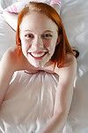 Barely legal redhead Dolly Little banging huge dick in over the knee socks