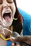 MILF Sophie Dee with big tits gets a mouthful of bukkake in groupsex