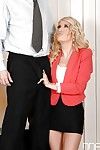 Clothed European office worker hiking skirt while giving deepthroat bj