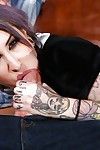Busty inked cosplayer Lady Luna enjoys riding on top of a massive dick