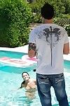 Teen chick Kaci Starr gets her bushy pussy licked and plowed on the poolside