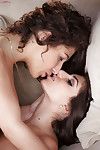 Lesbian pornstars Abella Dangera and Darcie Dolce lick teen pussies outside