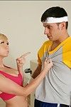 Sporty blonde Dylan Riley having hot reality sex with her lazy bf