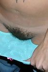 Amateur babe spreading her hairy pussy
