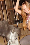 Blonde amateur with a juicy ass & pussy gets fucked while visiting a pony farm
