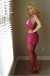 Blonde amateur Racquel Devonshire seduces her man in pink lingerie and hose