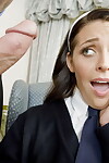 Cute schoolgirl Graci Glam goes pussy to mouth in white socks and necktie