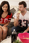 Nice teen Whitney Wright fucks her stepbrother while they watch the big game