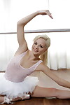 Tiny ballerine Elsa Jean gets shaved pussy covered in stud juice in the studio