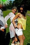 Kinky pornstars are into hardcore sex party with friends outdoor