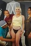 Blonde gangbang queen Dalny Marga feeling hot sperm land on face and ass