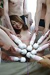 Japanese chick Sara Seori sees hairy vagina fingered and fucked in gangbang