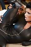 Brunette fetish babe Romi Rain taking DP from big dicks while hubby watches