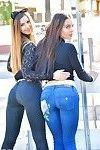 Lesbian teen girls injeans kissing, pissing and toying with dildo in public
