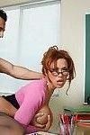 MILF teacher in glasses Sienna West feeling a big boner in her pussy
