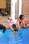 Lascivious babes with fuckable bodies are into hardcore sex party by the pool