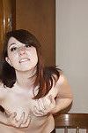 Playful brunette amateur slowly getting rid of her sexy lingerie