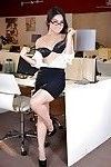 アジア 幹事 シンディ Starfall 印象的な セクシー ポージング に メガネ - スカート