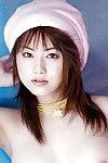 Asian teen Akiho Yoshizawa uncovering her petite titties and hairy slit