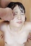 Asiatique Fille arriver massive bukkake soins du visage