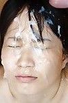 Asian girl getting massive bukkake facials