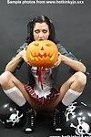 Halloween shoot with hot kinky jo spreading her ass and inserting toys deep whil