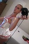 Skinny girlfriend strips out of her nurse costume