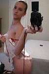Skinny girlfriend strips out of her nurse costume