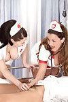 Unique threesome sex ideas of two busty nurses