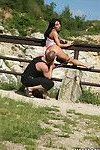 Lusty chick gets caught on a voyeur video fucking a hard cock outdoor