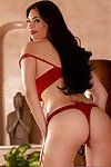 Stacked Oriental bombshell Tera teases with her sexy red lingerie