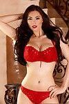 Stacked Oriental bombshell Tera teases with her sexy red lingerie