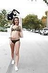Latina babe Sophia Grace strips in public and flashes tits on street
