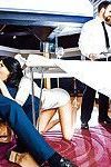 Horny brunette wife Anissa Kate giving oral sex under table in public