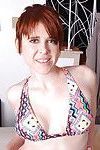 Short haired redheaded mom Lily Cade revealing hairy bush under bikini