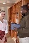 Young schoolgirl Kacey Lane fucked by big black dick in pleated skirt