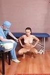 Doctor inspects all holes of his submissive patient