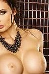 europees Brunette Aletta oceaan onthult haar groot tieten in lingerie