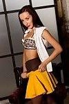 Sophia in yellow skirt and black pantyhose