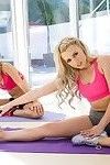 Kendall kayden and lexi belle doing exercises together and plunging into lesbian